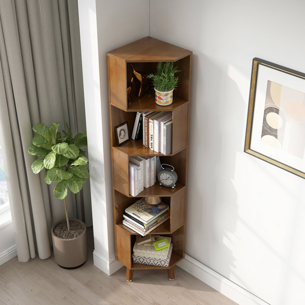 Corrigan Studio® 3layer Cube Corner Bookshelf Bamboo Corner Bookcase